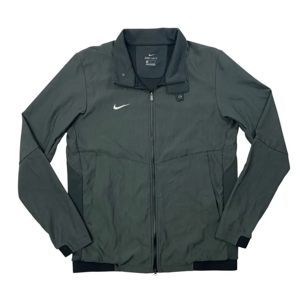Nike Travel Jacket Mens M Medium Grey Perforated Dri Fit Lightweight Full Zip